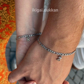 2'li Set Harfli Çelik Ikigai Bilekliği (SÜRPRİZ ÇELİK TAKI HEDİYE)