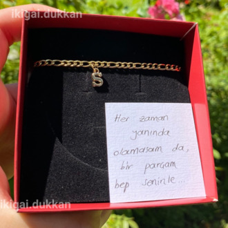 Harfli Çelik İkigai Bilekliği (Gold)