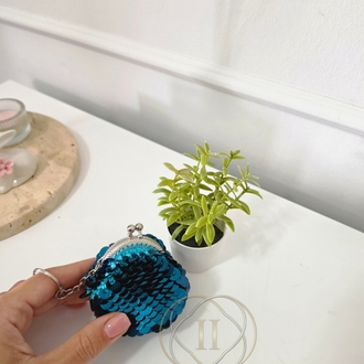 Vintage Klipsli Pullu Şık Mini Cüzdan | Çanta Süsü