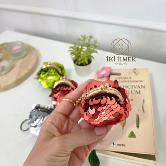 Sıcak Bakır Tonlu Mini Lolipop Anahtarlık Cüzdan | İki İlmek Atölye