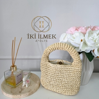 Minimalist Tasarım Astarlı ve Çıtçıtlı Doğal El Çantası
