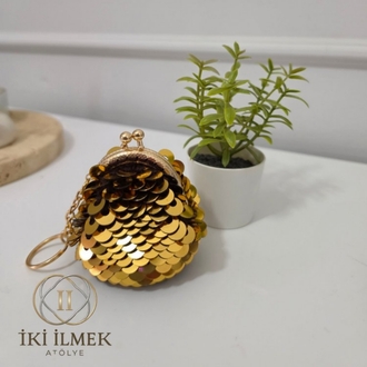 Vintage Klipsli Pullu Şık Mini Cüzdan | Çanta Süsü