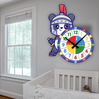  Şövalye Panda Eğitici Çocuk Duvar Saati ( 50x50 )