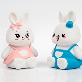 Sevimli Tavşan Şekilli Yumuşak Dokunmatik Çocuk Bebek Odası Oyuncak Gece Lambası ( Pembe)