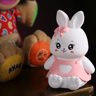  Sevimli Tavşan Şekilli Yumuşak Dokunmatik Çocuk Bebek Odası Oyuncak Gece Lambası ( Pembe)