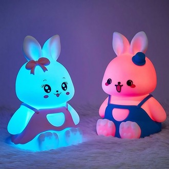  Sevimli Tavşan Şekilli Yumuşak Dokunmatik Çocuk Bebek Odası Oyuncak Gece Lambası ( Pembe)