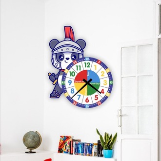  Şövalye Panda Eğitici Çocuk Duvar Saati ( 50x50 )