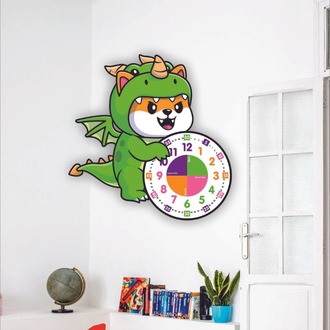 Sevimli Ejderha Eğitici Çocuk Duvar Saati ( 50 x 50 )