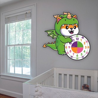 Sevimli Ejderha Eğitici Çocuk Duvar Saati ( 50 x 50 )