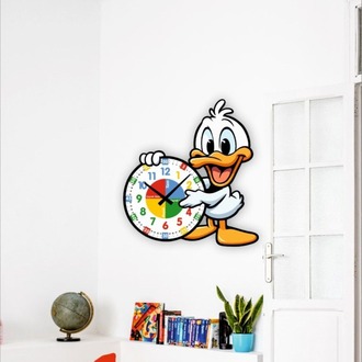 Sevimli Ördek Eğitici Çocuk Duvar Saati ( 50 x 50 )