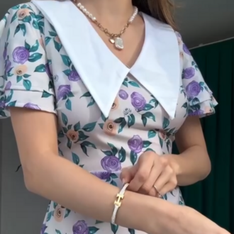 LİSA ÇİÇEK DESENLİ MİDİ ELBİSE