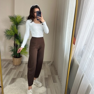 FUL LİKRALI BELİ LASTİKLİ BALON PANTOLON