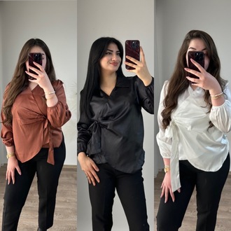BEYAZ BAĞLAMALI SATEN GÖMLEK