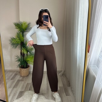 FUL LİKRALI BELİ LASTİKLİ BALON PANTOLON