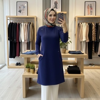 Cep Detay Tunik ( LACİVERT)