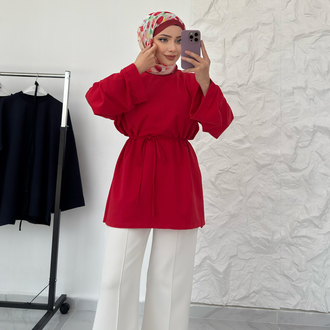KIRMIZI / YIRTMAÇLI İKİ İPLİK SWEAT