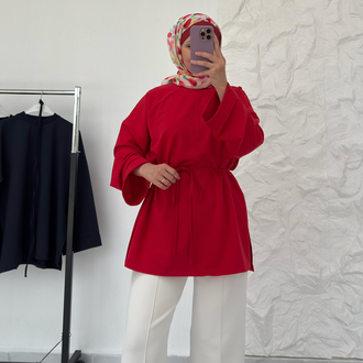 KIRMIZI / YIRTMAÇLI İKİ İPLİK SWEAT