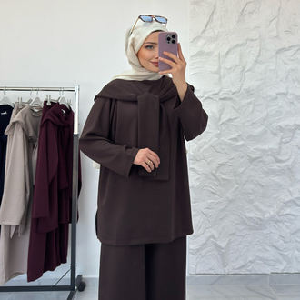 KAHVE / ÜÇLÜ ŞALLI TAKIM