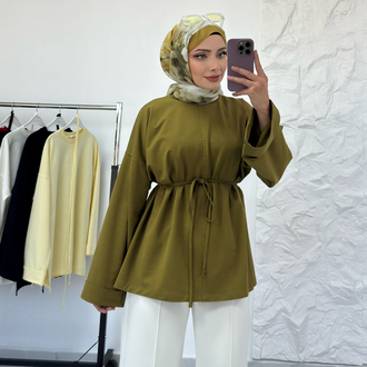 YAĞ YEŞİL / YIRTMAÇLI İKİ İPLİK SWEAT