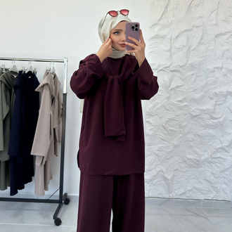 BORDO / ÜÇLÜ ŞALLI TAKIM