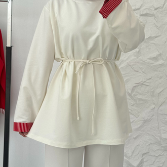 EKRU / ŞERİT DETAYLI SWEAT