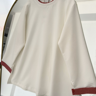 EKRU / ŞERİT DETAYLI SWEAT