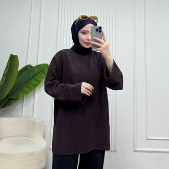 KAHVE/ SİMLİ TRİKO KAZAK