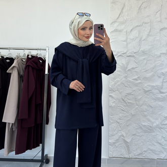 LACİVERT / ÜÇLÜ ŞALLI TAKIM