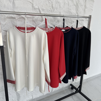 EKRU / ŞERİT DETAYLI SWEAT