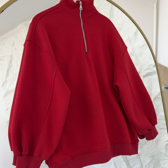KIRMIZI/ FERMUARLI SWEAT