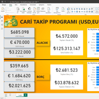 POWER BI | CARİ TAKİP PROGRAMI | GÜNCEL MERKEZ BANKASI KURLARI