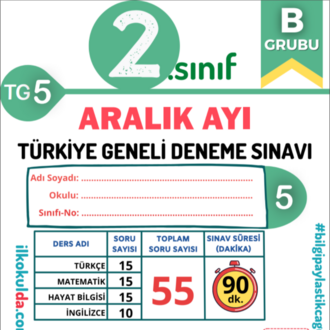 2. Sınıf PDF ve ONLİNE ARALIK AYI Türkiye Geneli Deneme Sınavı (TG-5)