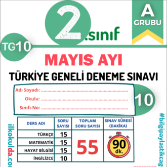 2. Sınıf PDF ve ONLİNE MAYIS AYI Türkiye Geneli Deneme Sınavı (TG-10)