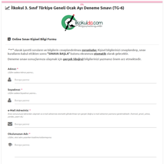 3. Sınıf PDF ve ONLİNE OCAK AYI Türkiye Geneli Deneme Sınavı (TG-6)