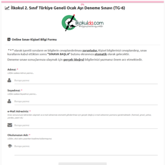 2. Sınıf PDF ve ONLİNE OCAK AYI Türkiye Geneli Deneme Sınavı (TG-6)