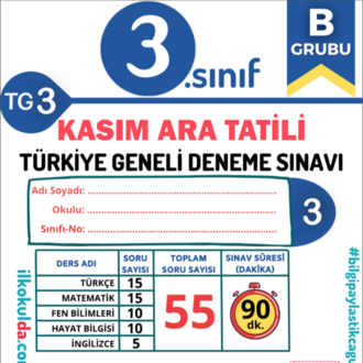 3. Sınıf PDF ve ONLİNE KASIM ARA TATİLİ Türkiye Geneli Deneme Sınavı (TG-3)