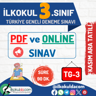 3. Sınıf PDF ve ONLİNE KASIM ARA TATİLİ Türkiye Geneli Deneme Sınavı (TG-3)