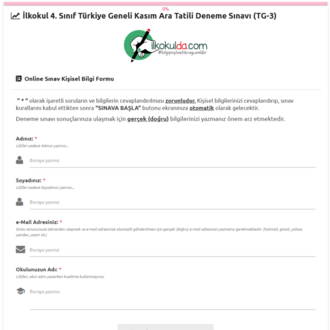 4. Sınıf PDF ve ONLİNE KASIM ARA TATİLİ Türkiye Geneli Deneme Sınavı (TG-3)