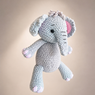 El Yapımı Peluş Fil Amigurumi | 35 cm | Yumuşak Uyku Arkadaşı & Hediyelik Oyuncak