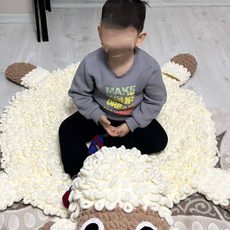 El Yapımı Kuzu Oyun Halısı | Puffy İp Bebek Oyun Matı | Çocuk Odası Dekoru