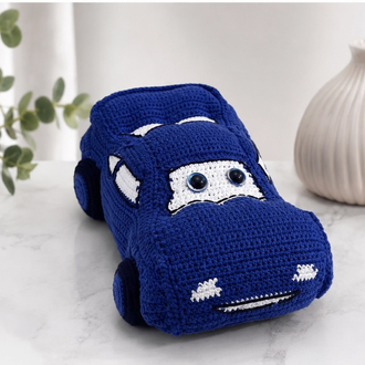 El Örgüsü Amigurumi Mavi Araba | Dekoratif & Oyun Arkadaşı