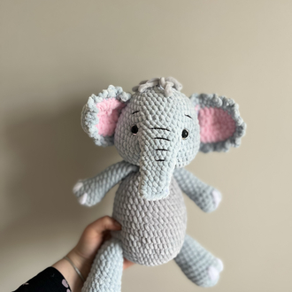 El Yapımı Peluş Fil Amigurumi | 35 cm | Yumuşak Uyku Arkadaşı & Hediyelik Oyuncak