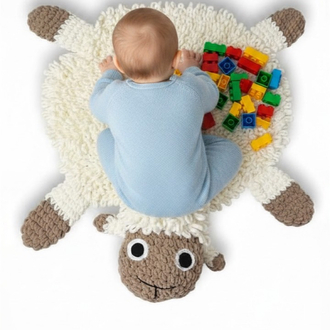  El Yapımı Kuzu Oyun Halısı | Puffy İp Bebek Oyun Matı | Çocuk Odası Dekoru