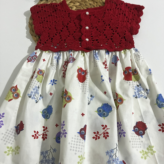 Kırmızı baykuş desen elbise 