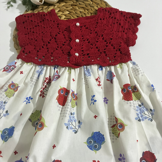 Kırmızı baykuş desen elbise 