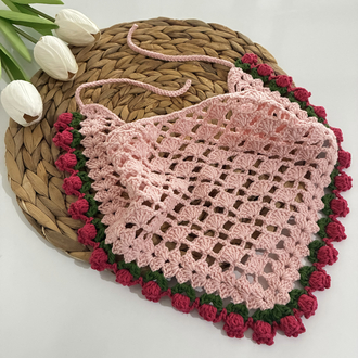 Pembe çiçekli bandana 