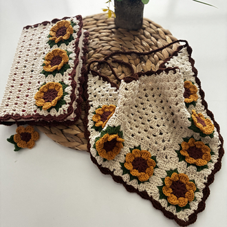 Ayçiçeği bandana ve kitap kılıfı 