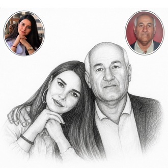 21x30 cm karakalem birleştirme (çerçeveli)