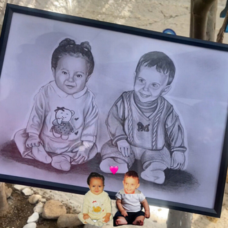 25x35 cm karakalem birleştirme (çerçevesiz)