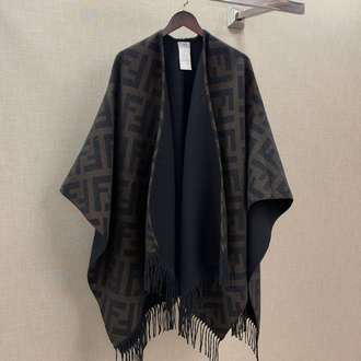 Fendi Check Wool Poncho